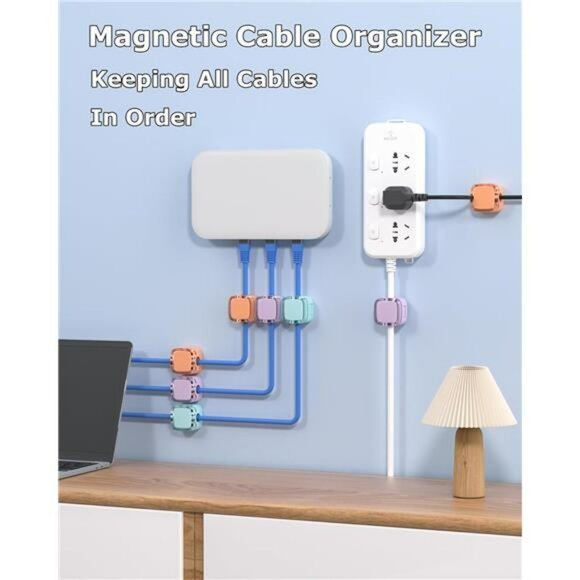 Magnetic Cable Clips Cord Organizer Adhesive Wire Holder Desk Car Wall 8 Pack - Picture 5 of 7